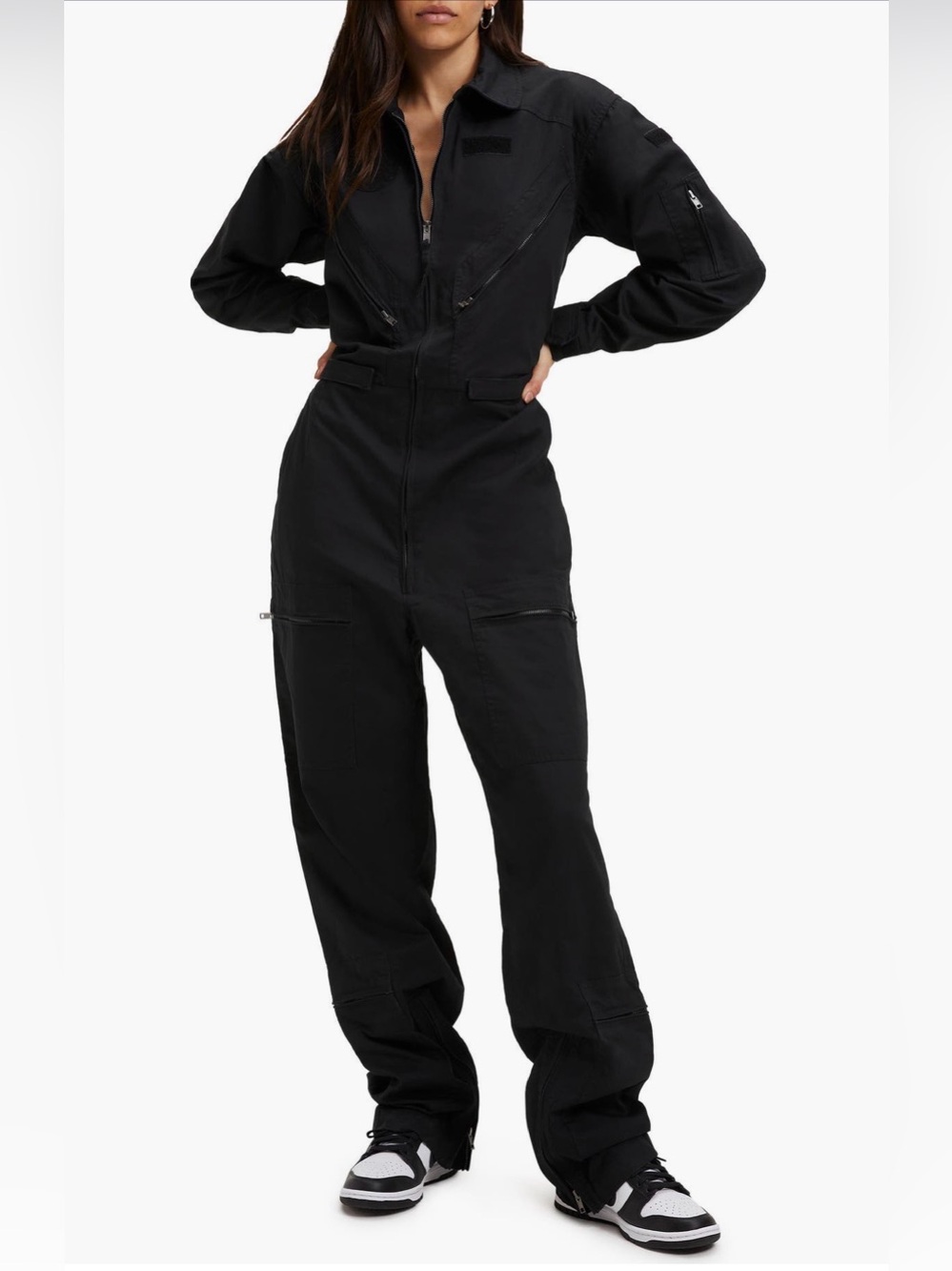 NWT Good American Flight Suit Jumpsuit Black Utility Jumpsuit Medium Rare
